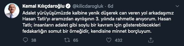 CHP Lideri'den 'Adalet Yürüyüşü şehidi' için paylaşım - Resim : 1