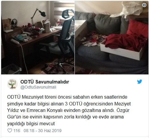 ODTÜ'de mezuniyet öncesi öğrenci evine baskın: 4 gözaltı - Resim : 1