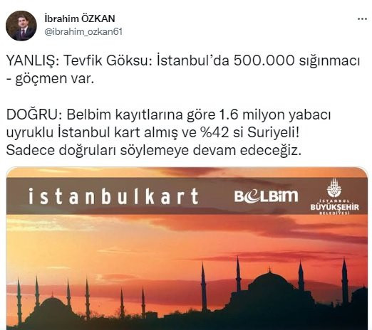 İYİ Partili Özkan: 672 bin Suriyeli İstanbulkart kullanıyor - Resim : 1