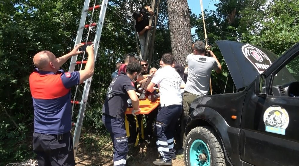 Yıpranan bayrağı değiştirmek için çıktığı ağaçta mahsur kaldı - Resim : 3