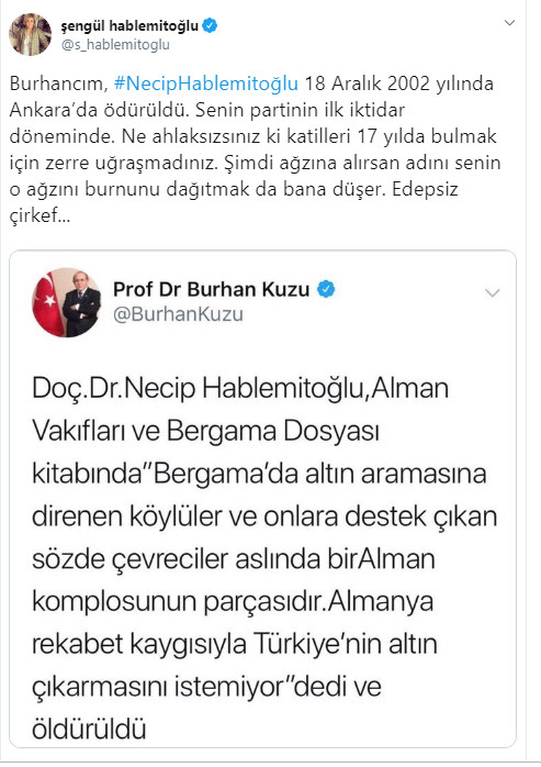 Şengül Hablemitoğlu'ndan Burhan Kuzu'ya: Edepsiz çirkef - Resim : 1