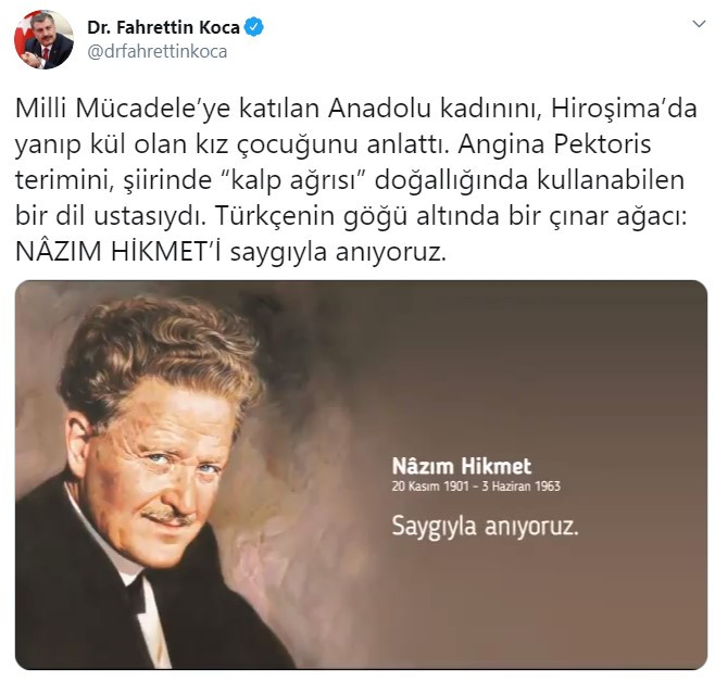 Fahrettin Koca, Nazım Hikmet'i andı - Resim : 1