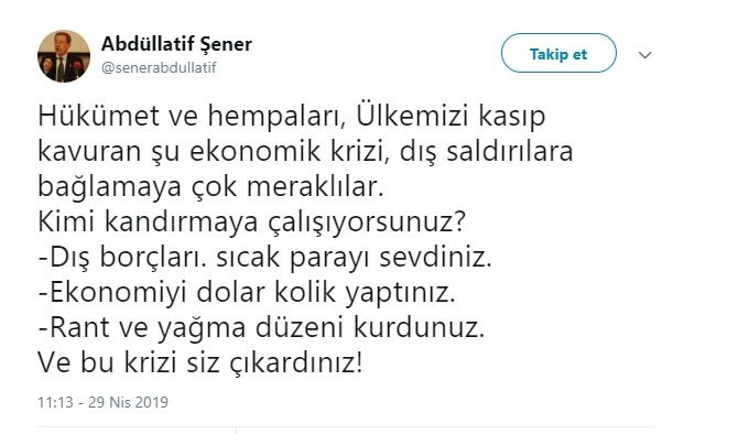 Abdüllatif Şener: Bu krizi siz çıkardınız - Resim : 1