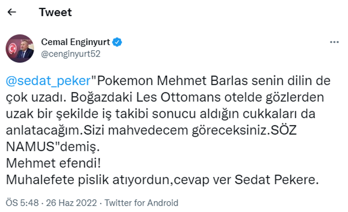 Sedat Peker'den sonra Cemal Enginyurt da açıklama istedi: Cevap ver Mehmet efendi - Resim : 1