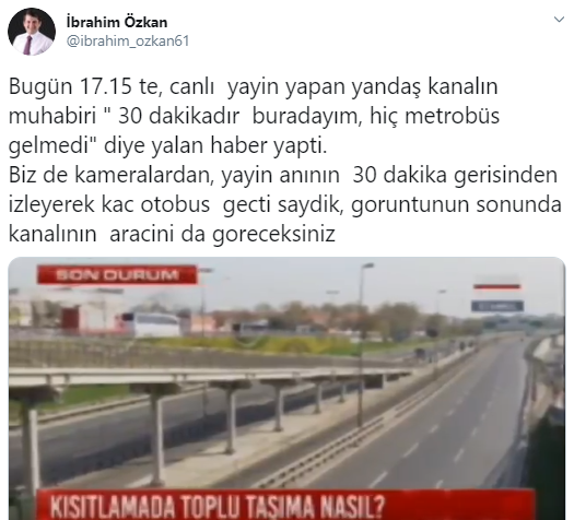 HaberTürk'ün 'Metrobüs yok' haberini İBB kamera kayıtlarıyla yalanladı - Resim : 1