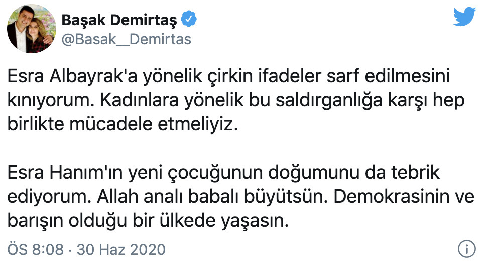 Başak Demirtaş'tan Esra Albayrak ve ailesine yönelik hakaretlere tepki - Resim : 1