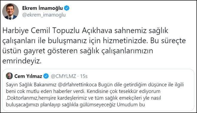 Cem Yılmaz'ın çağrısına Ekrem İmamoğlu'ndan flaş destek - Resim : 1