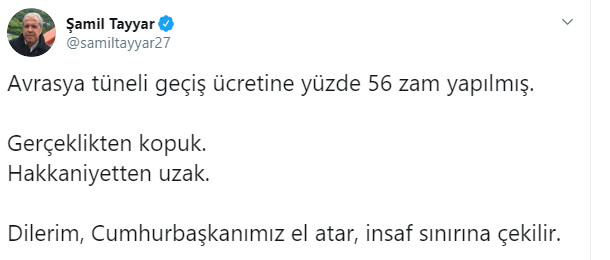 AKP'li isim bile tünel zammına isyan etti - Resim : 1