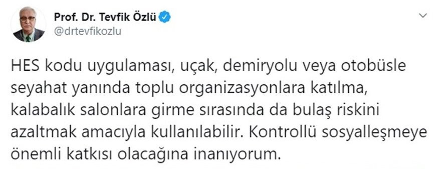 Bilim Kurulu Üyesi Prof. Dr. Tevfik Özlü’den HES kodu açıklaması - Resim : 1