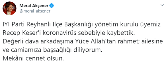 İYİ Parti'de koronavirüs acısı... Akşener duyurdu - Resim : 1