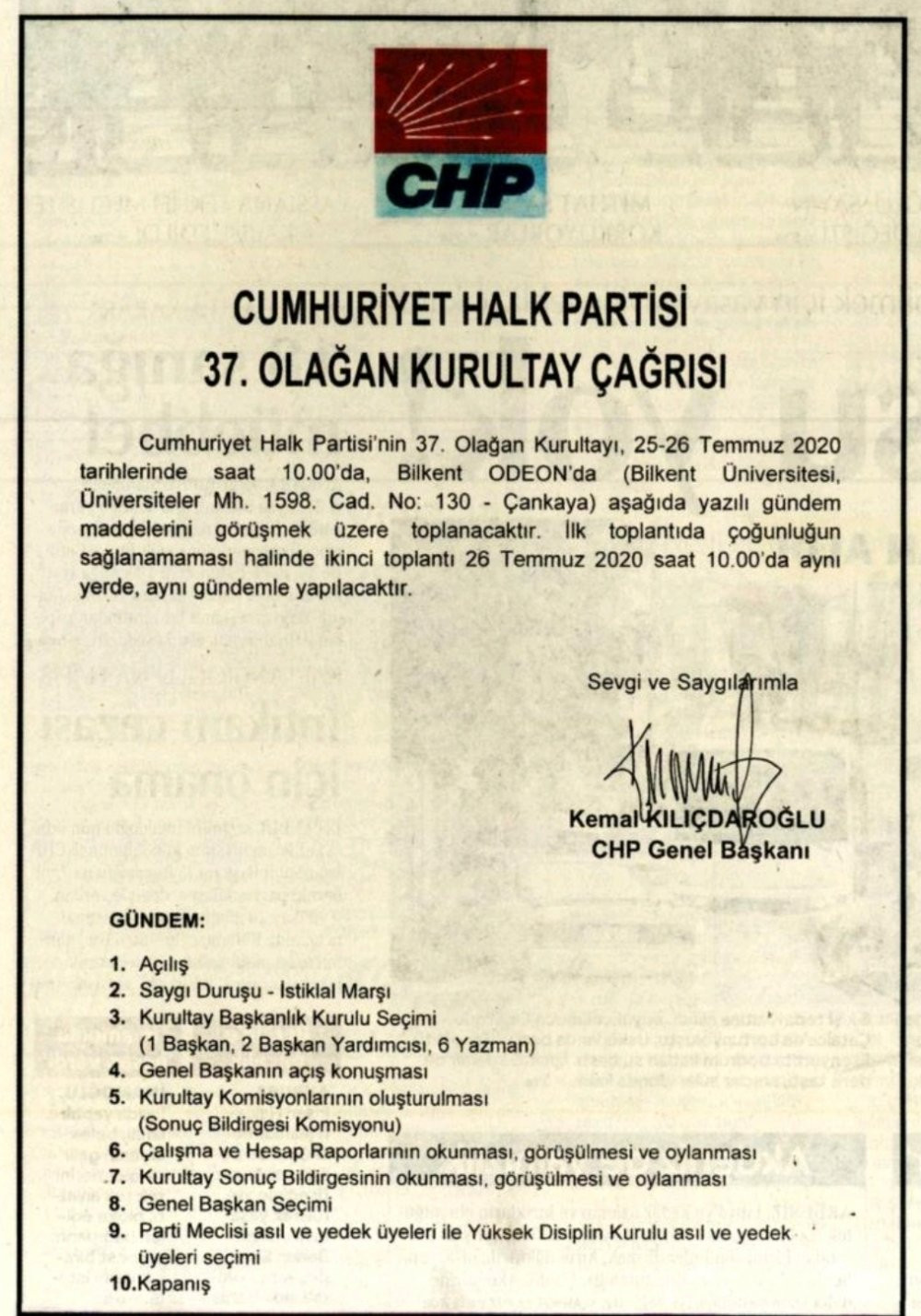 CHP'nin olağan kurultayının tarihi kesinleşti - Resim : 1