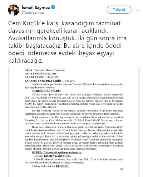 İsmail Saymaz'dan Cem Küçük'e uyarı! - Resim : 1