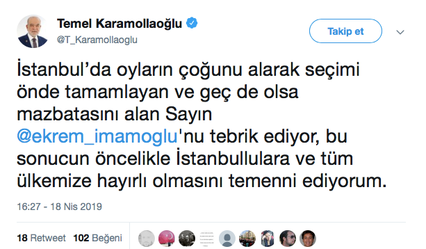 Karamollaoğlu'ndan Ekrem İmamoğlu'na tebrik - Resim : 1