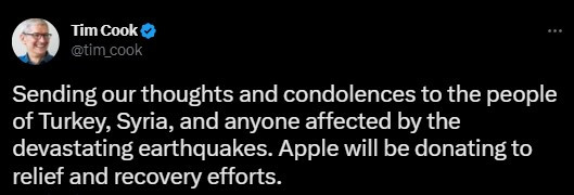 Apple CEO'su Tim Cook duyurdu: Yardım ve kurtarma çabalarına bağışta bulunacağız - Resim : 1