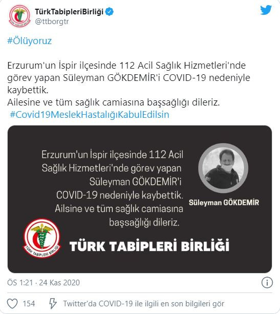 Bir sağlık çalışanı daha koronavirüs nedeniyle yaşamını yitirdi - Resim : 1