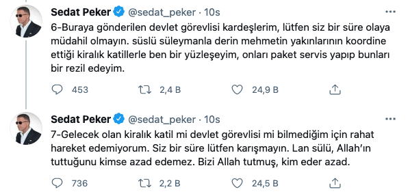 Sedat Peker'den flaş 'kiralık katil' iddiası... Çatışma mı çıktı? - Resim : 1