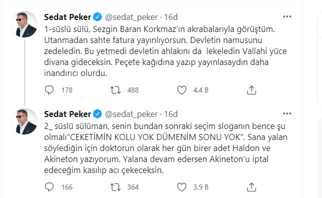 Sedat Peker'den bomba Süleyman Soylu iddiası... 'Utanmadan sahte fatura yayınlıyorsun' - Resim : 1