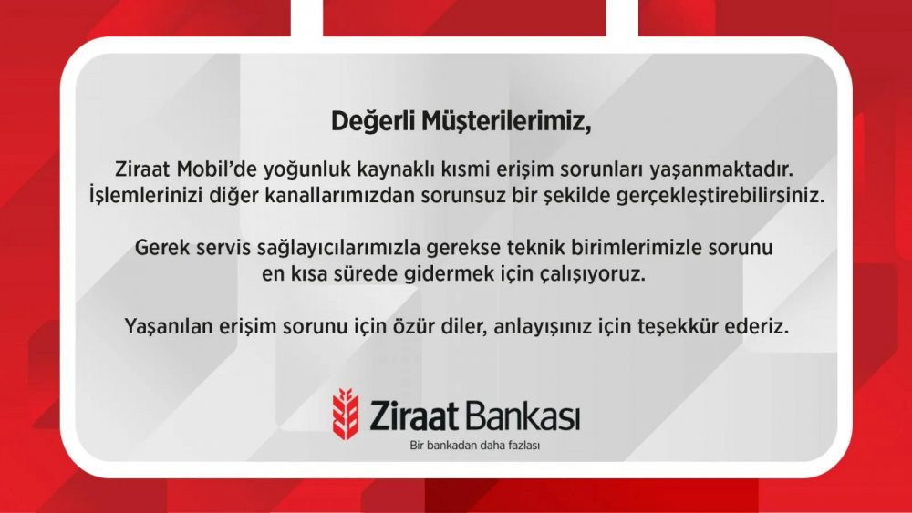 Sistemleri çöken Ziraat Bankası'ndan ilk açıklama - Resim : 1