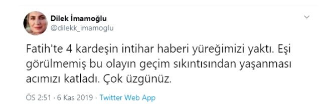 Dilek İmamoğlu: 4 kardeşin intihar haberi yüreğimizi yaktı - Resim : 1