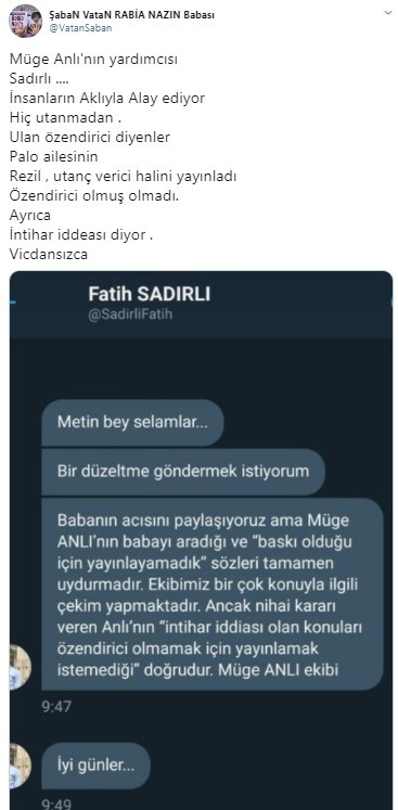 Şaban Vatan, Müge Anlı’nın yardımcısının mesajını paylaştı - Resim : 1