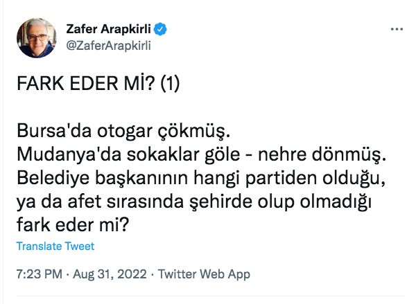 Usta gazeteci Zafer Arapkirli'den afet propagandasına çarpıcı tepki: Fark eder mi? - Resim : 1