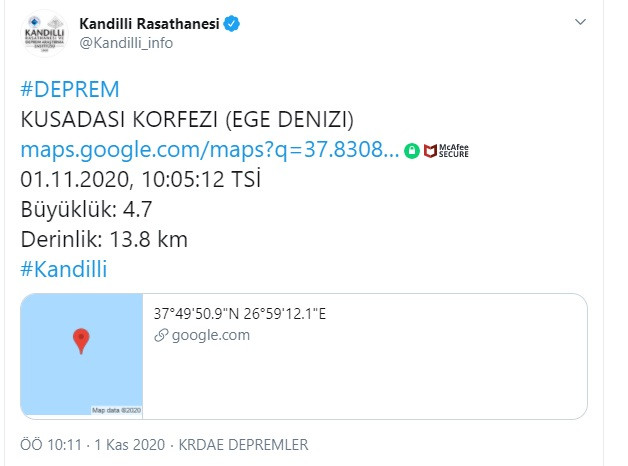 Kuşadası güne depremlerle uyandı - Resim : 1