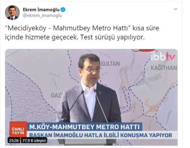 İBB Başkanı İmamoğlu: Mecidiyeköy- Mahmutbey metro hattında test sürüşü yapılıyor - Resim : 1