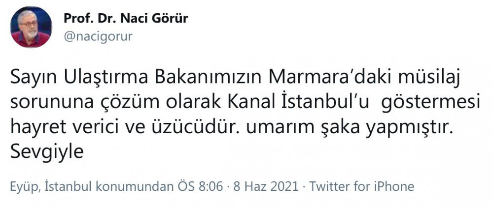 Prof. Naci Görür’den Ulaştırma Bakanı’na: Umarım şaka yapmıştır - Resim : 1