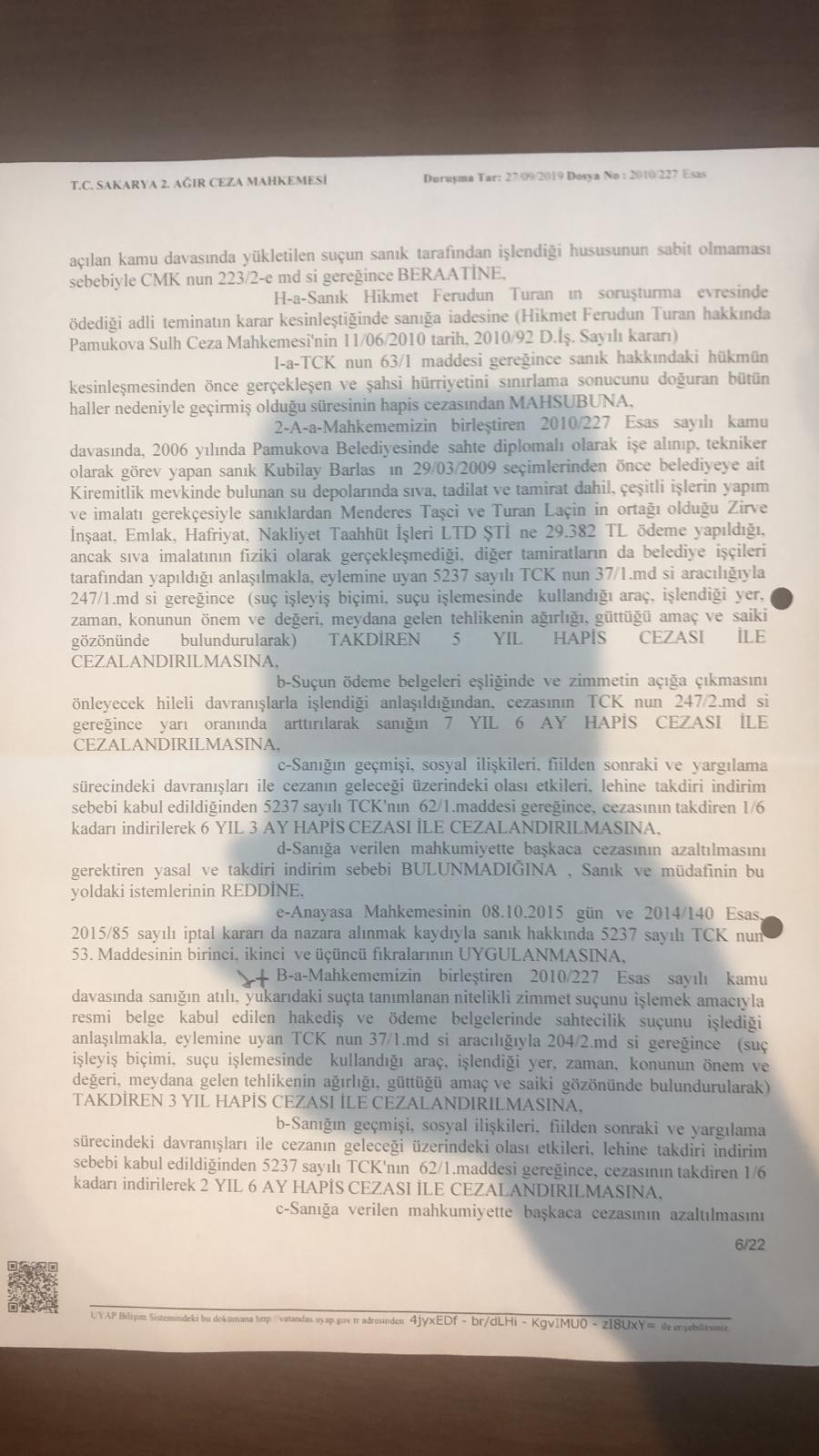 AKP'li eski belediye başkanına 'yolsuzluktan' 12 yıl 19 ay 37 gün hapis - Resim : 1