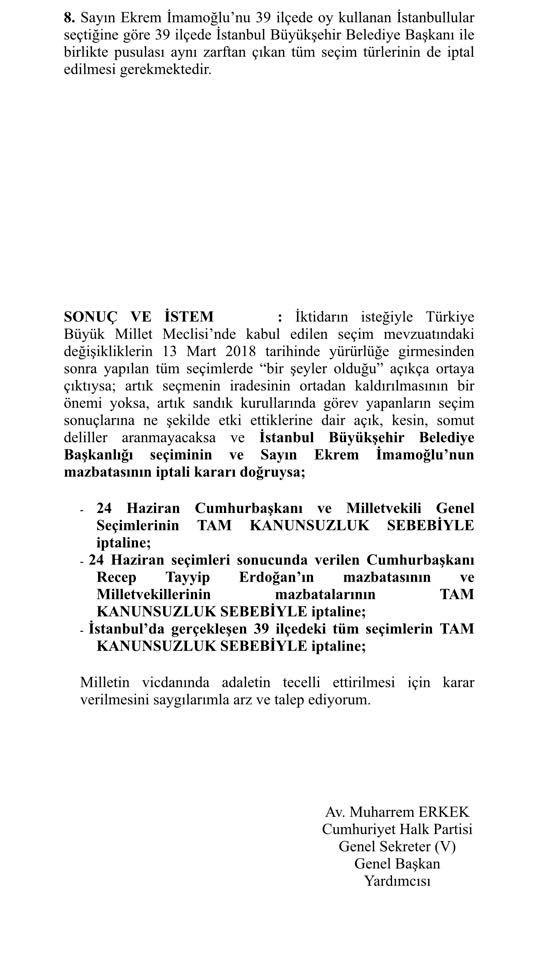 CHP'den YSK'ya hem 24 Haziran seçimleri hem 39 ilçe için başvuru - Resim : 4