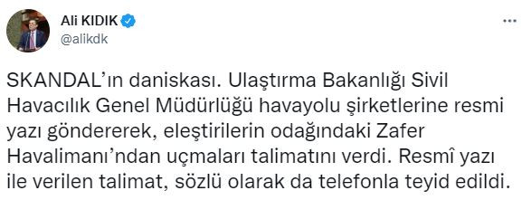 Ulaştırma Bakanlığı ifşa oldu: 'Zafer Havalimanı'nı kullanın' talimatı - Resim : 1