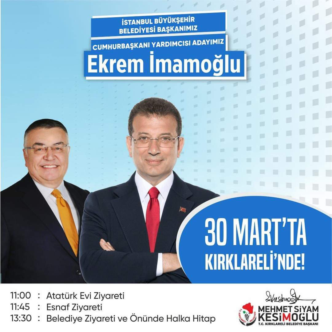 Ekrem İmamoğlu Kırklareli’ye gidiyor - Resim : 1