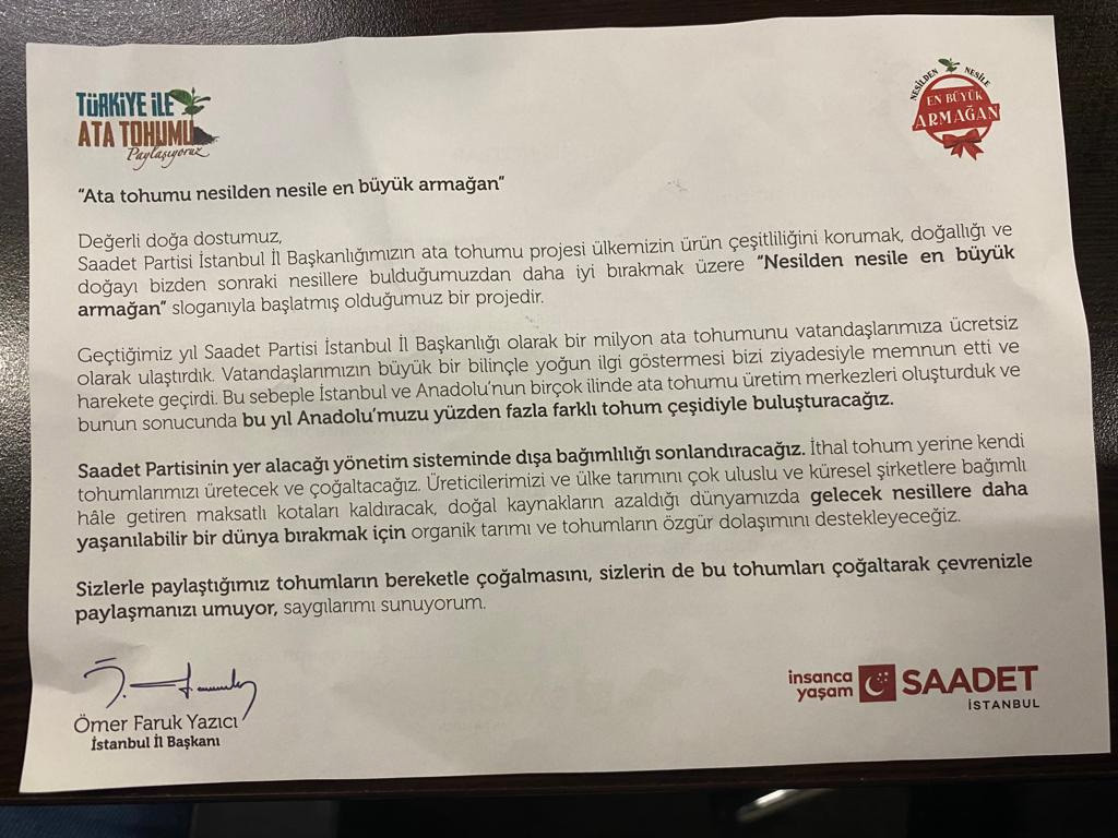 Saadet Partisi Ata Tohumu dağıtımını sürdürüyor - Resim : 1