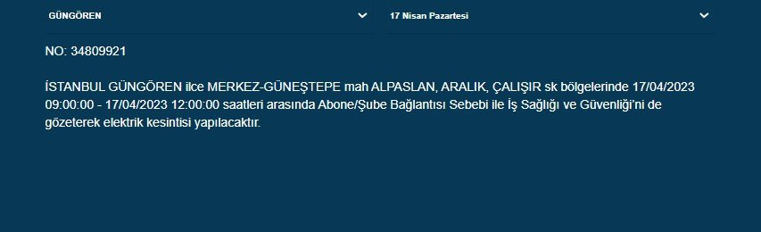 İstanbul'un 21 ilçesinde elektrik kesintisi: Saatler sürecek - Resim : 15