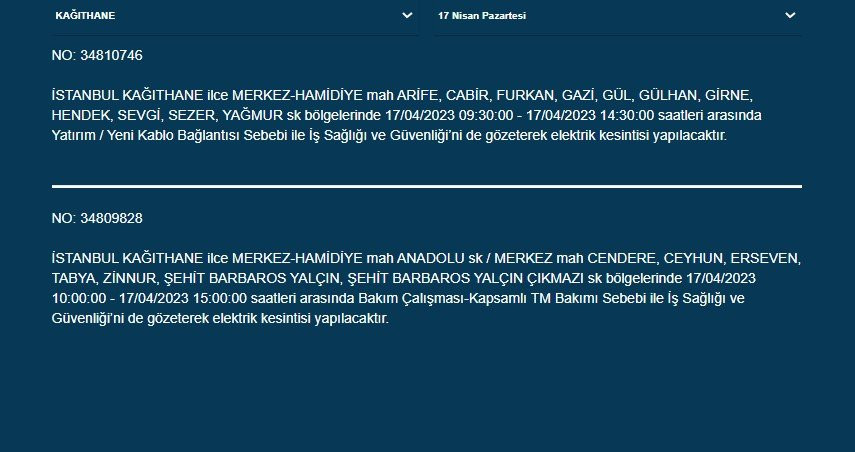 İstanbul'un 21 ilçesinde elektrik kesintisi: Saatler sürecek - Resim : 16