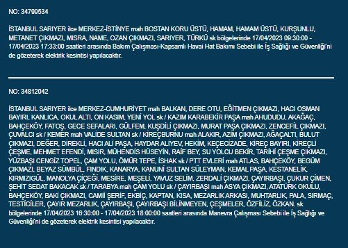 İstanbul'un 21 ilçesinde elektrik kesintisi: Saatler sürecek - Resim : 19