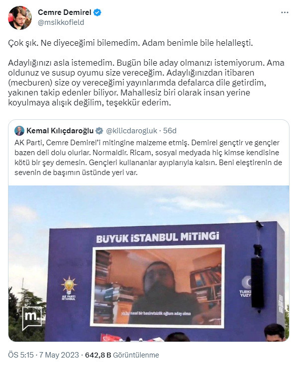 Kemal Kılıçdaroğlu'ndan Cemre Demirel ricası - Resim : 1
