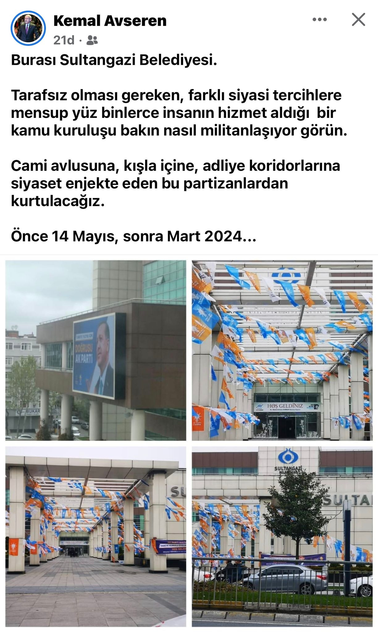 Sultangazi Belediyesi, binasını AKP bayraklarıyla donattı - Resim : 1