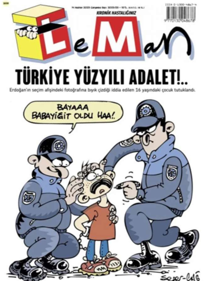 LeMan, Erdoğan'ın fotoğrafına 'bıyık' çizdiği için tutuklanan çocuğu kapağına taşıdı - Resim : 1