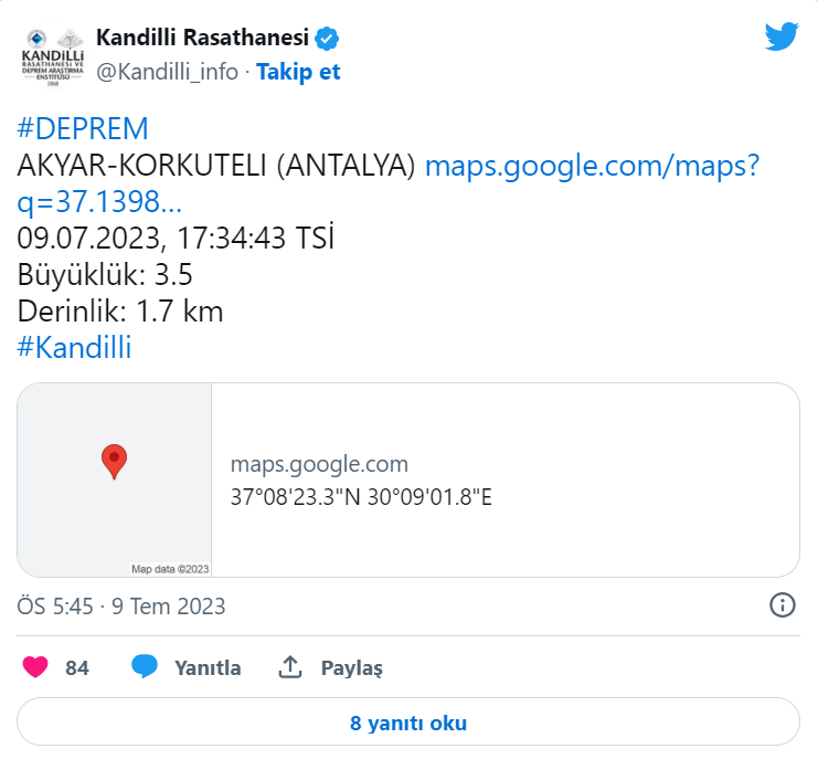 Antalya'da deprem meydana geldi - Resim : 1