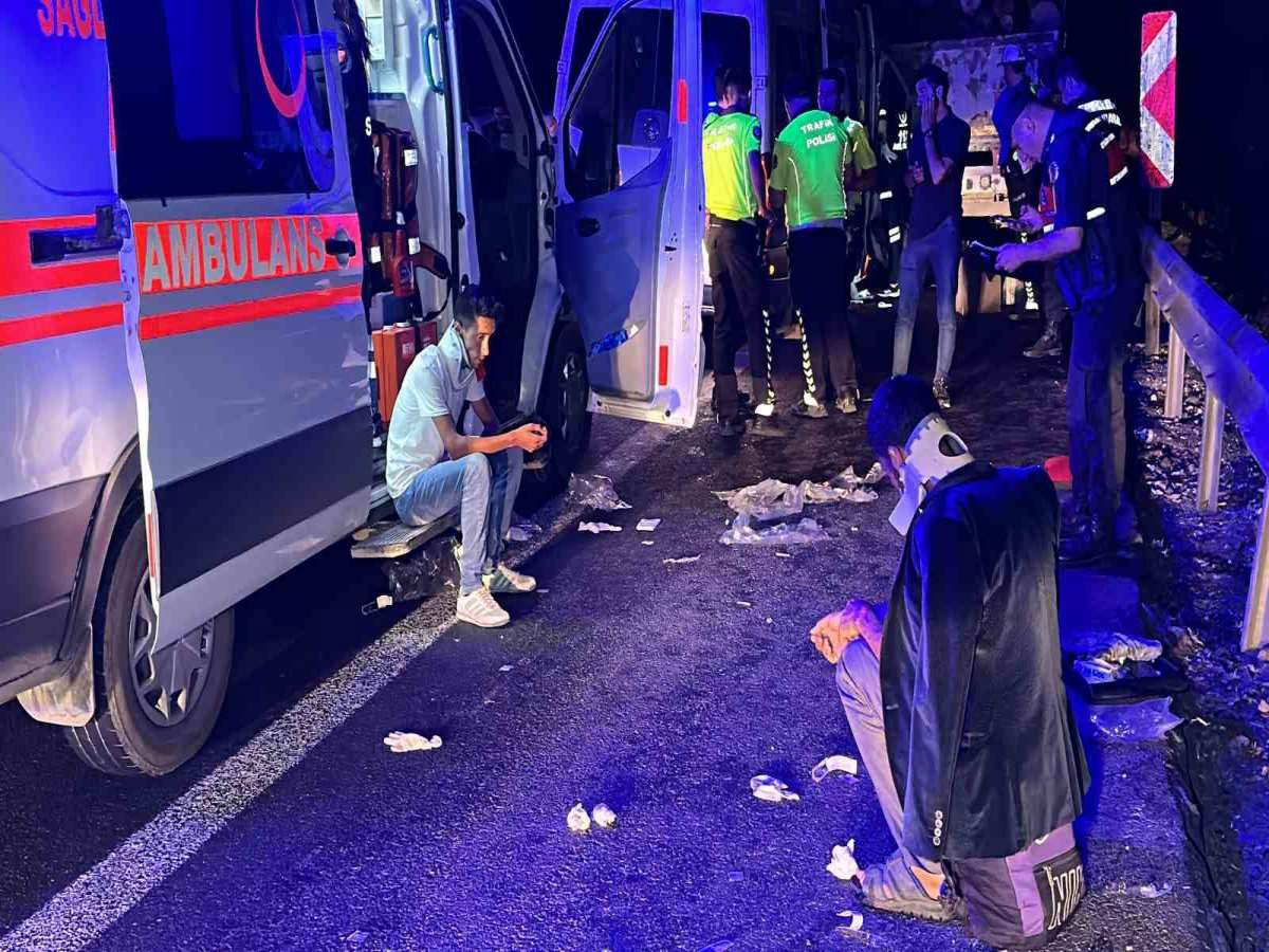 Anadolu Otoyolu’nda feci kaza: Minibüs, tomruk yüklü TIR'a çarptı - Resim : 1