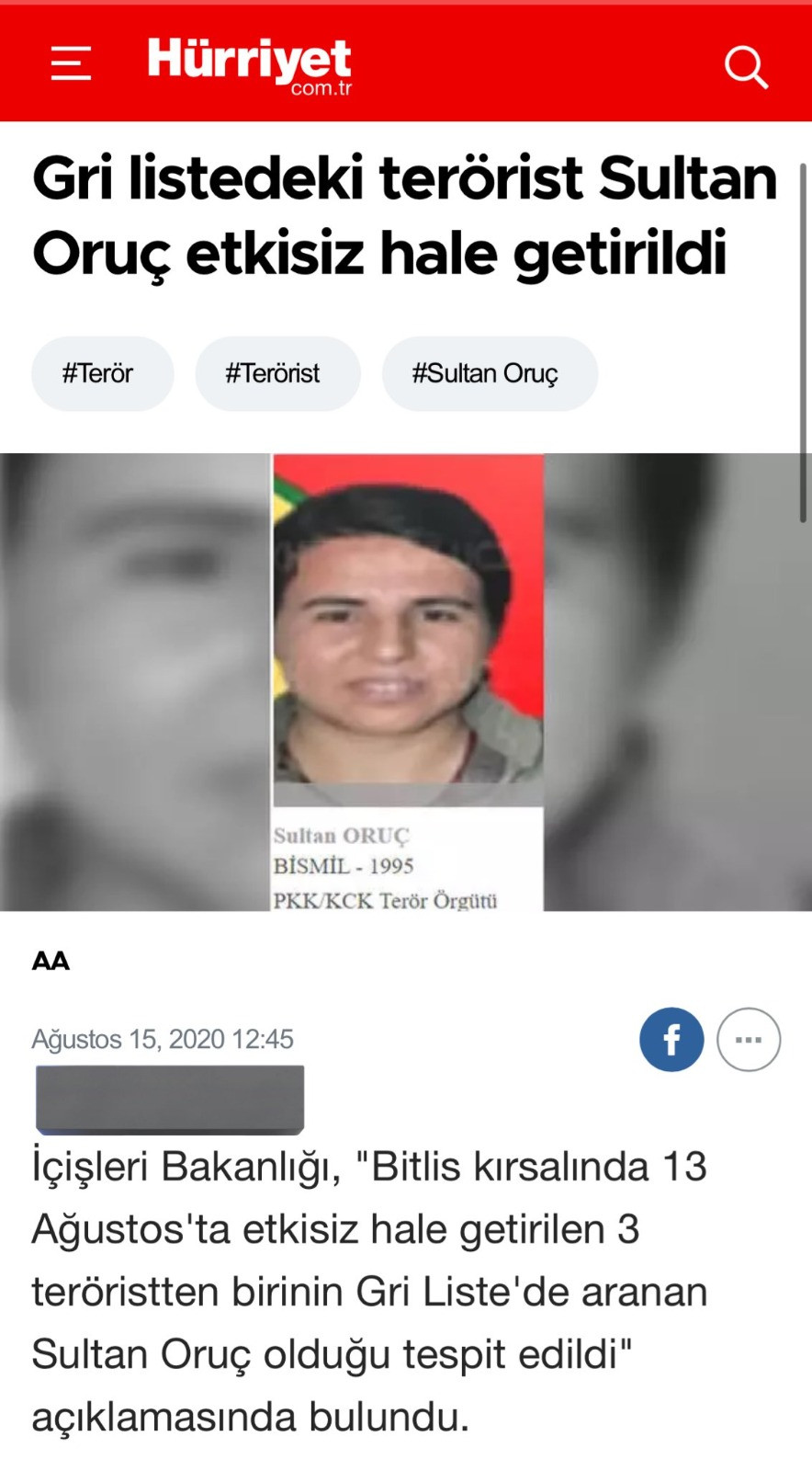 İçişleri Bakanlığı PKK'lı terörist Sultan Oruç'u 2 kez 'öldürdü' - Resim : 4