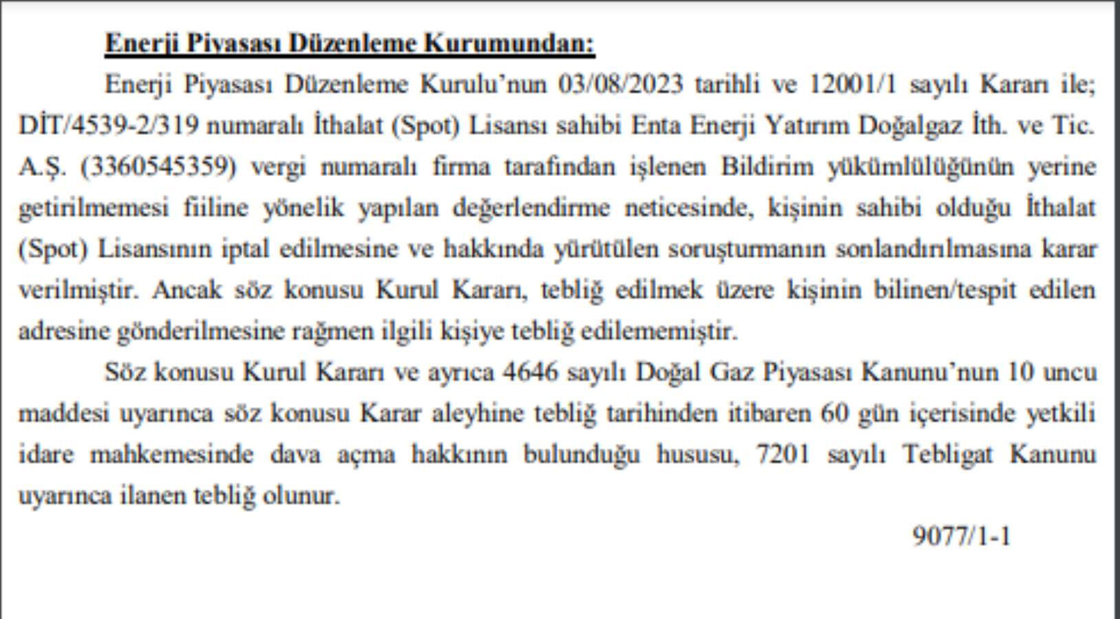 EPDK, enerji şirketinin lisansını iptal etti - Resim : 1