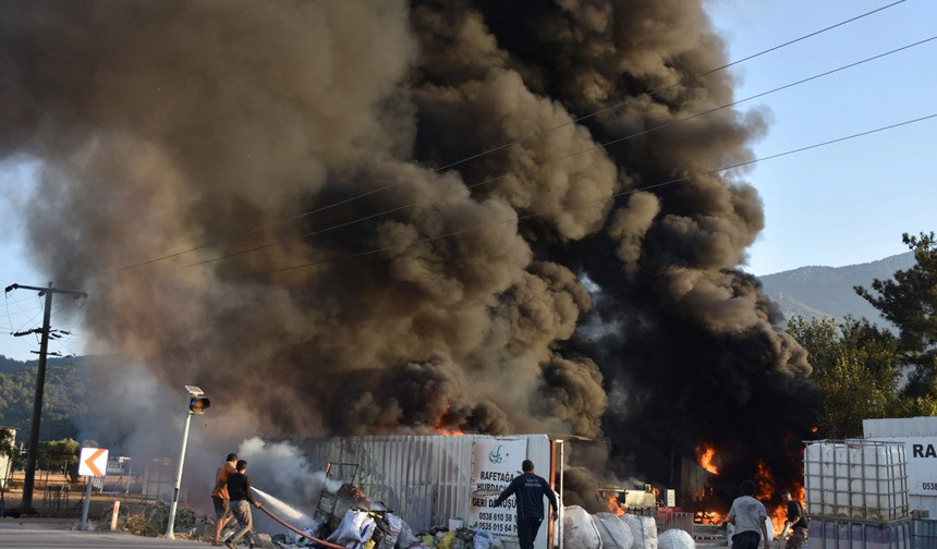 İzmir'de geri dönüşüm depolama alanında yangın - Resim : 1