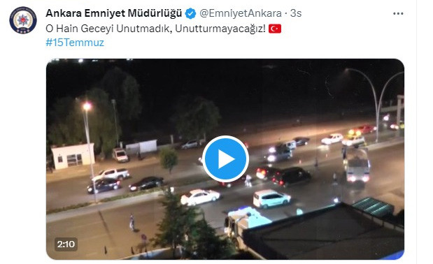 Ankara Emniyet Müdürlüğü, 15 Temmuz paylaşımını kısa sürede sildi - Resim : 1