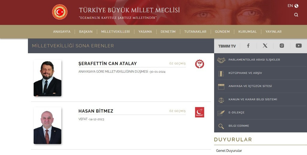 TBMM, Can Atalay'ı 'milletvekilliği sona erenler' bölümüne ekledi - Resim : 1