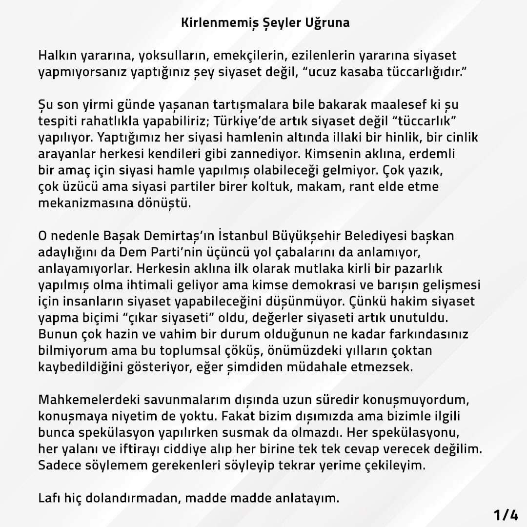 Selahattin Demirtaş sessizliğini bozdu: DEM Parti ile AKP görüşmüyorsa büyük eksiklik - Resim : 1