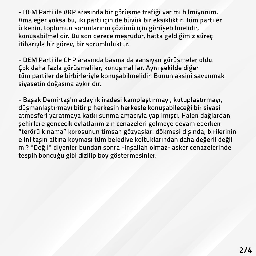 Selahattin Demirtaş sessizliğini bozdu: DEM Parti ile AKP görüşmüyorsa büyük eksiklik - Resim : 2